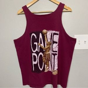 Vintage 90s Bugle Boy Game Point‎ Basketball Burgundy Tank Top Size Large